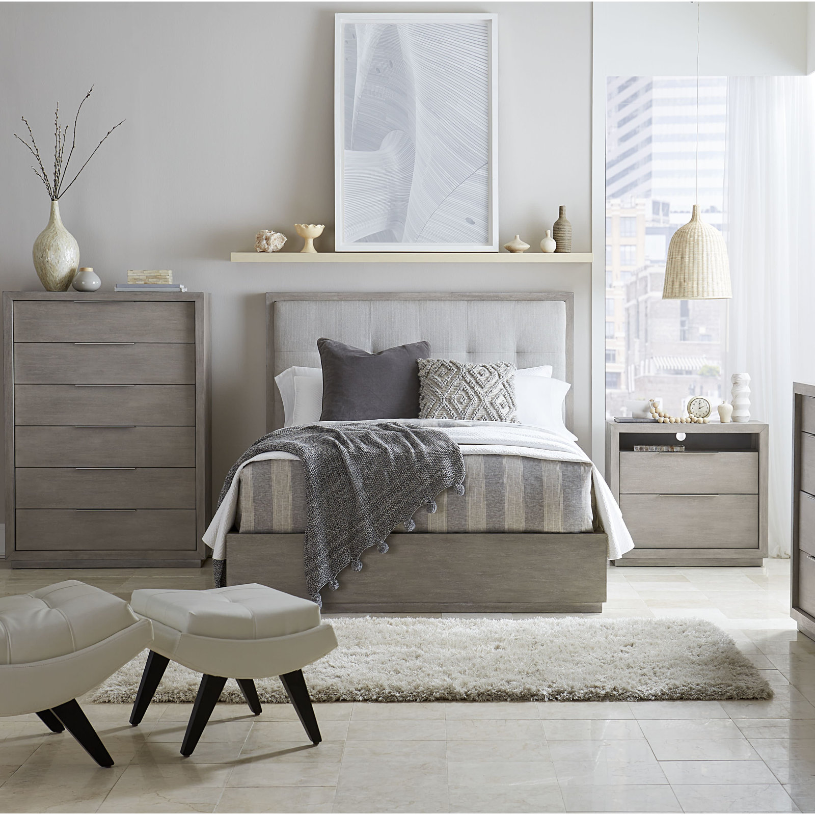 Eloise Upholstered Storage Bed, Full, White