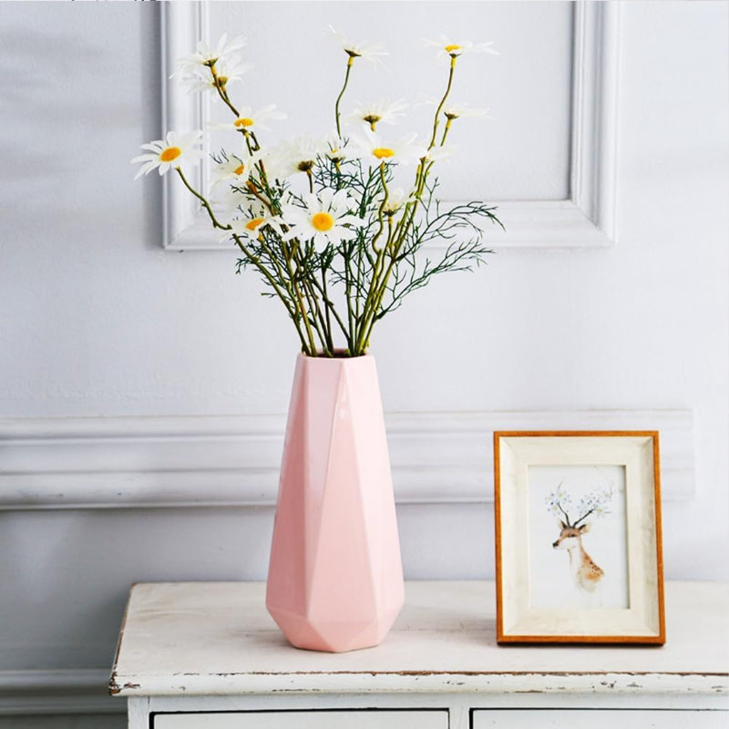 Vase de table H 7,8 po, vase floral chinois en céramique, petit vase rustique pour la décoration intérieure, Blanc