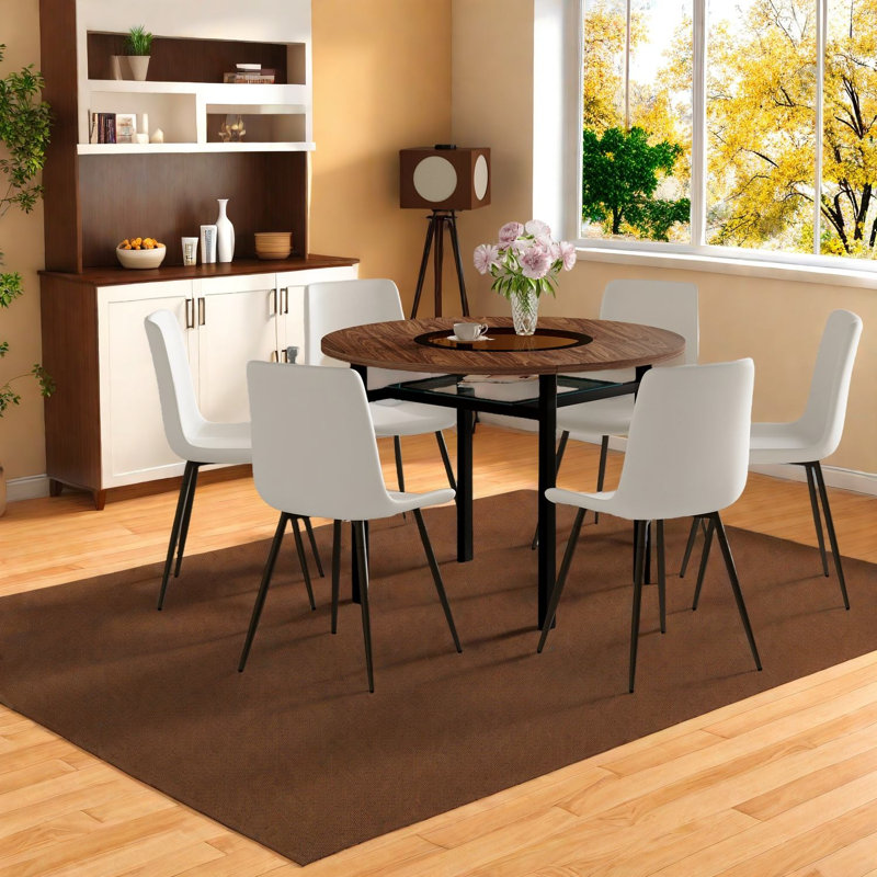 Ensembles de table de salle à manger modernes avec rangement, conception en verre de bois, usage domestique