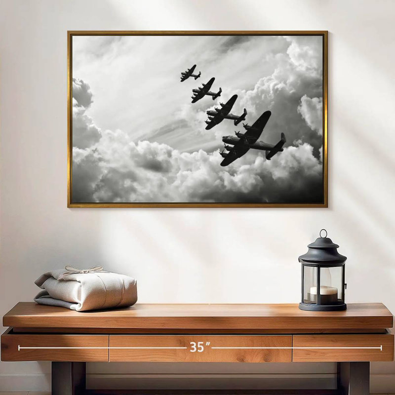 Avions de guerre de la Seconde Guerre mondiale, 25 po x 17 po, Cadre flottant doré