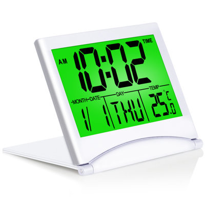 Foldable Digital Travel Alarm Clock With Backlight  (Silver)