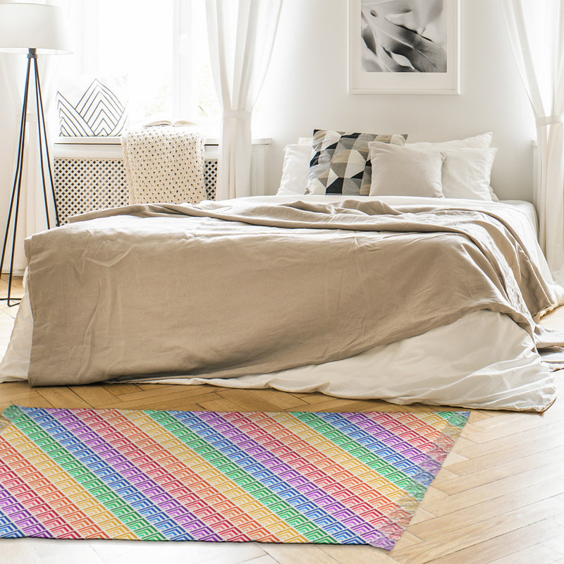 Rayures géométriques ombrée jaune/bleu/rouge Tapis décoratif, Oui