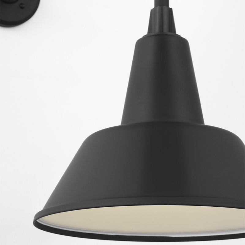 Thomas O'Brien, "Academy 20" Rex Barn Light in Matte Black with 12.5" Green Bowers Shade, Black, 19.5" H x 12.5" W x 26.25" D