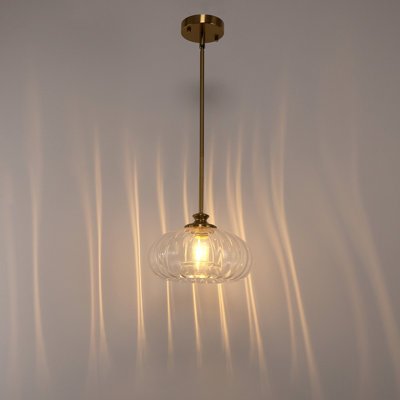 11''(W)Dimmable Globe Pendant Light with Glass Shade