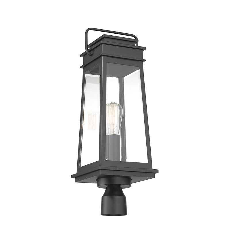 Matte Black 1-Light Outdoor Post Lantern with Clear Glass