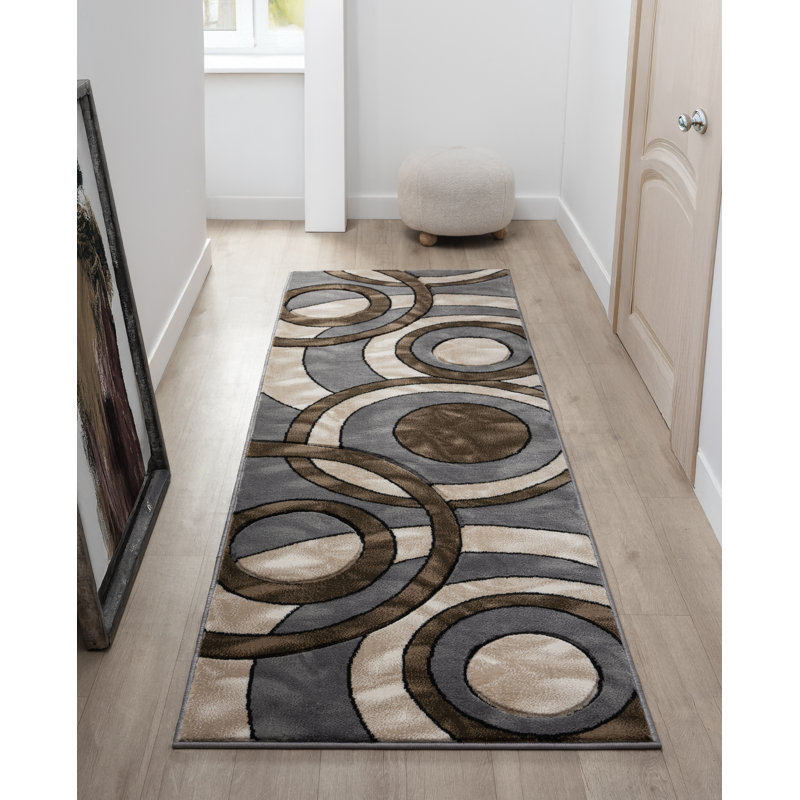 Tapis à motif géométrique abstrait Collection Heriberto, Tapis de couloir 2 pi 8 po x 7 pi 10 po