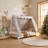 Twin Size Canopy Bed Frame with Removable Fabric Cover-1609879169
