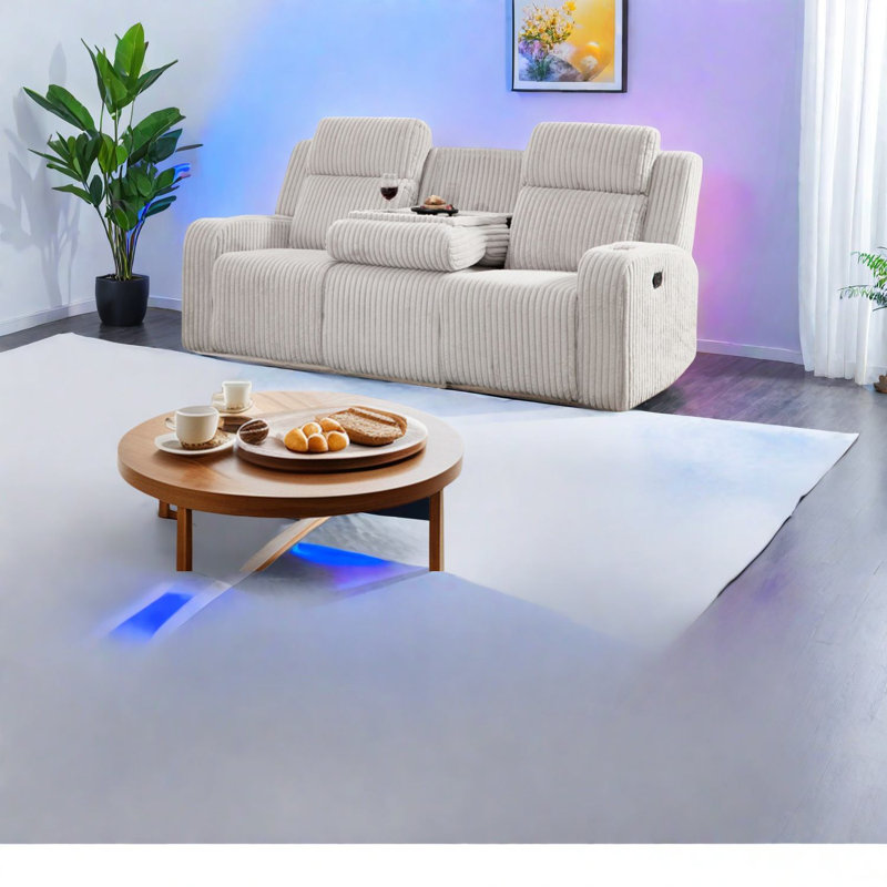 Ensemble de canapé inclinable gris haut de gamme avec haut-parleur de musique, chargement USB