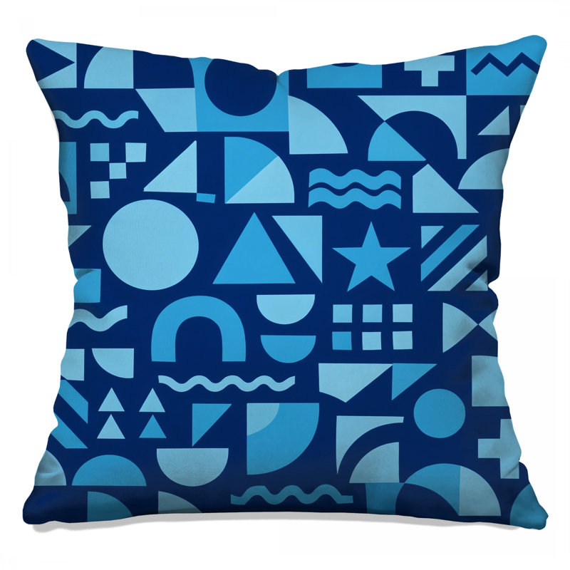 Coussins décoratifs à formes géométriques bleues, 18 x 18 pouces