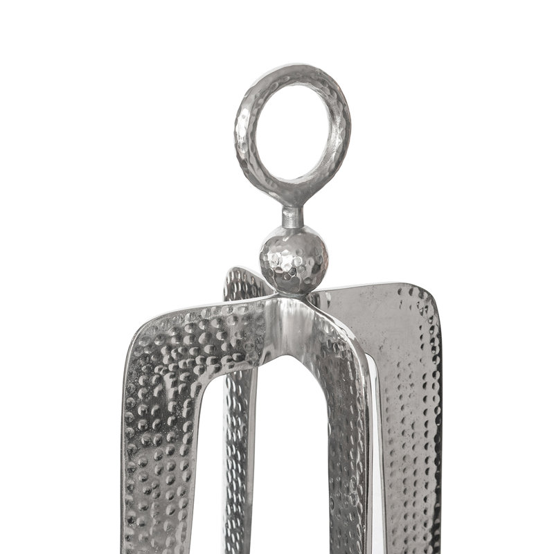 Open Aluminum Lantern 8.5" x 8.5" x 23" Silver /Gold, 23" H x 8" W x 8" D