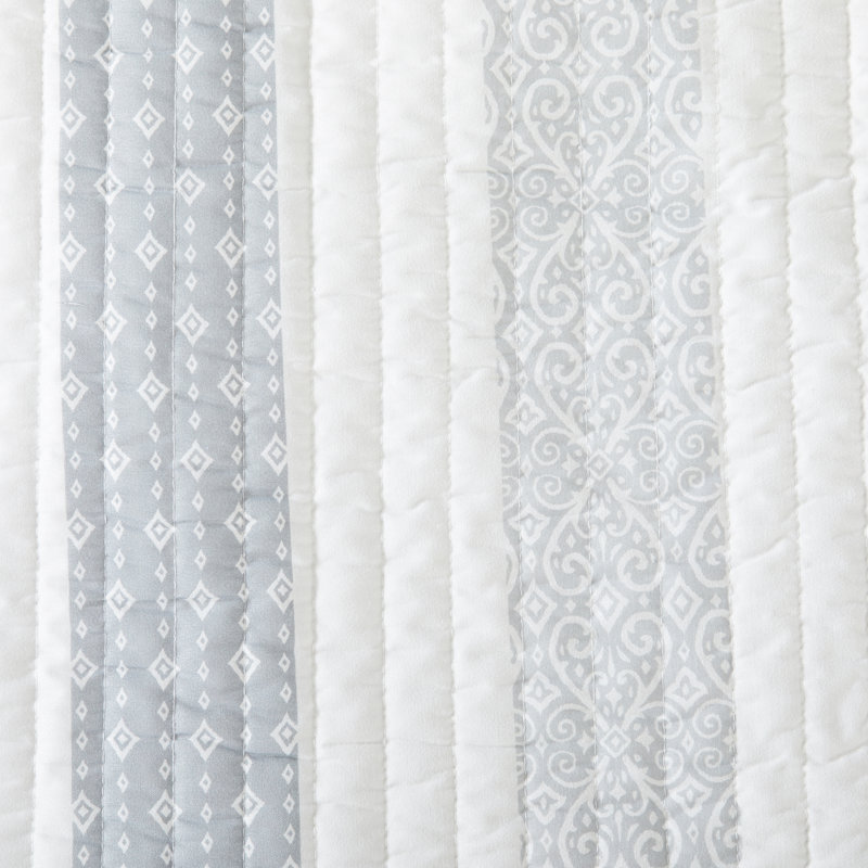 Adele Twin Reversible Striped Microfiber Quilt Set