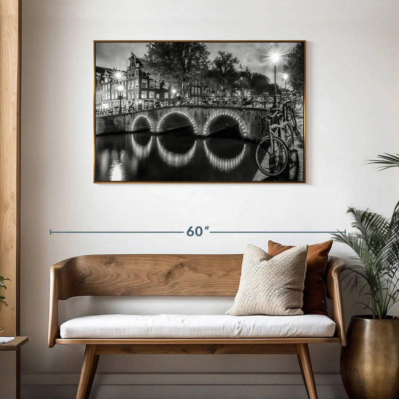 Vue moderne Amsterdam, Cadre flottant doré, 43 po x 29 po