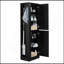 Grande armoire de rangement pour salle de bain, armoire de rangement autoportante avec crochet et tablette réglable, panneau de fibres à densité moyenne, noir-1777130664