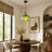 Modern Green Glass Pendant Light, Adjustable Cord, E26 Bulb Included