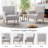 Striped Upholstered Wooden Chair Set With Rolled Arm-898206342