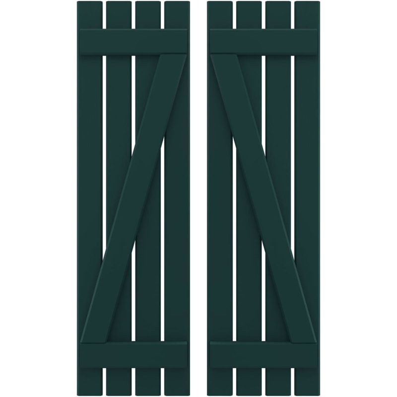Volets de planche-n-lattes avec barre en Z (par paire) Americraft (2 lattes), Vert thermique, 15 1/2", 35"