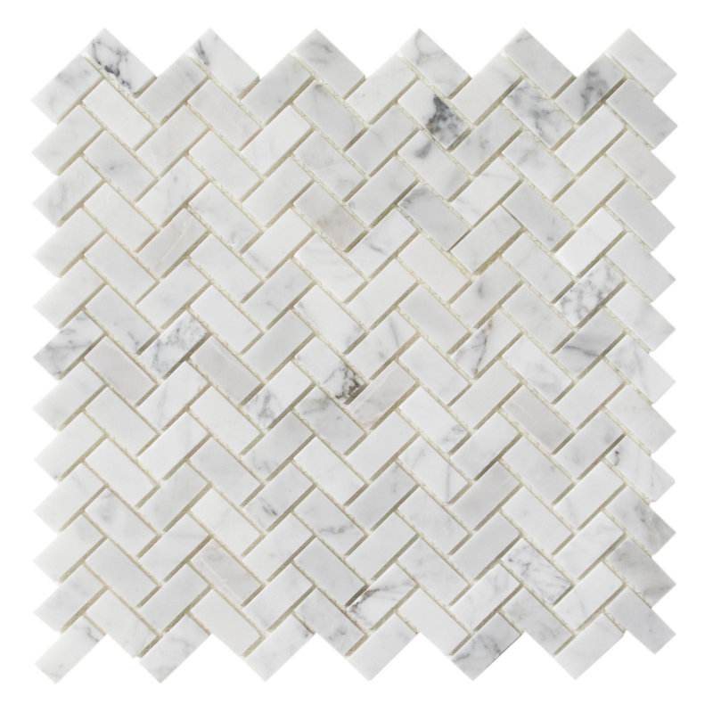 12" x 12" Marble Herringbone Mosaic Wall & Floor Tile