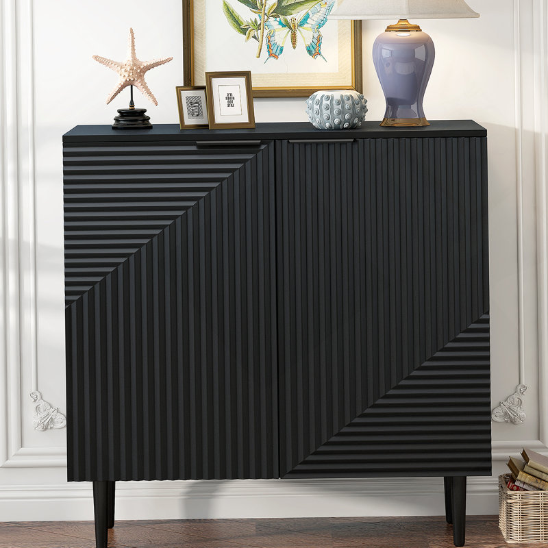 Mirod Modern Minimalist Side Cabinet With Adjustable Shelves And Stylish Geometric Door Design, Ideal For Versatile Storage And Decorative Display