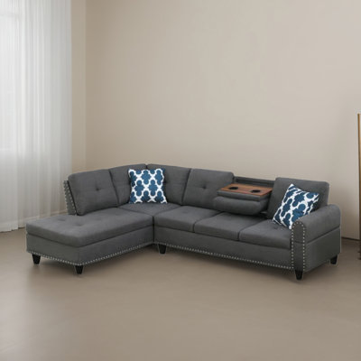 98.02" Wide Left Hand Facing Sectional Sofa Couch with Chaise Lounge