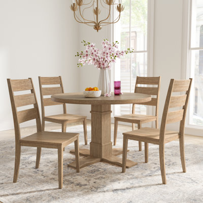 Hudson 5-Piece Dining Set with Solid Wood Chairs