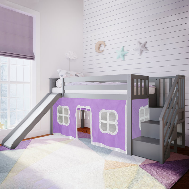 Lit mezzanine simple en bois massif Plymouth par Harriet Bee, Mauve, Gris