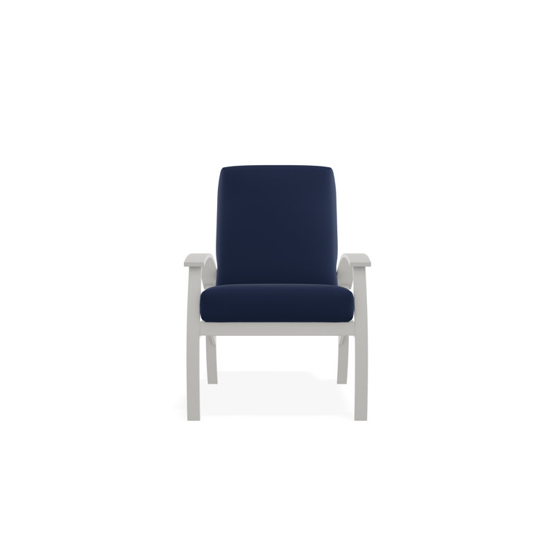 Belle Isle Cushion Deep Seating Arm Chair, Snow, Canvas Navy Sunbrella® Canvas