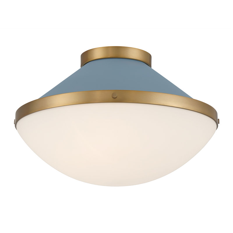 Bolderberg 2 Light Vibrant Gold Flush Mount, Blue