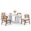 Ensemble de table ovale Modern Farmhouse et chaises en rotin 4/6, plateau en marbre blanc / chêne / noyer et structure en noyer, ensemble de table pour la salle à manger et la cuisine-1593088290-1593088295-1593088281