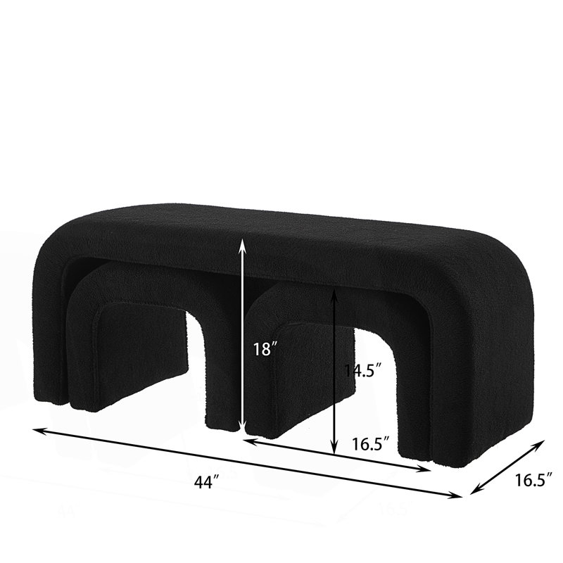 Bench, Entryway Bench, Bedroom Bench, Upholstered Bench, U Shaped Modern Bench, Black