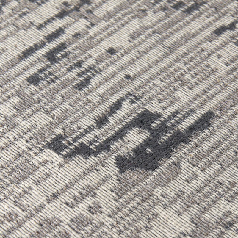 Tapis gris marocain en laine / polyester tissé à la machine 5 pi x 8 pi, Rectangle 5 pi x 8 pi