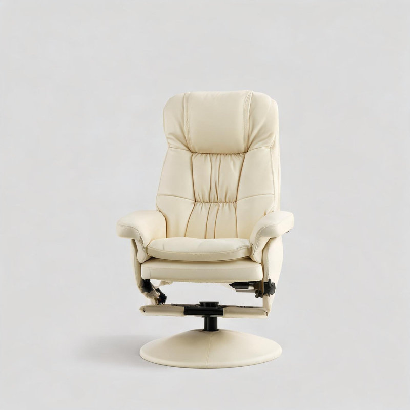Fauteuil de bureau inclinable en similicuir avec repose-pieds, coloris blanc classique, dossier haut, idéal pour le bureau à domicile et le salon.