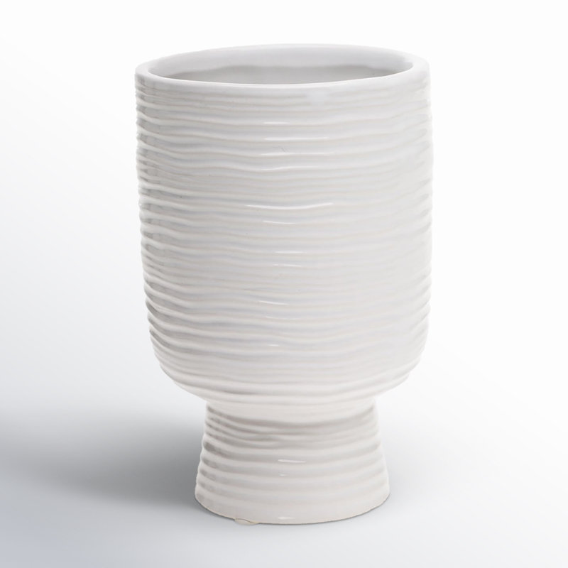 Canella Handmade Ceramic Table Vase, 6.5" H x 4" W x 4" D