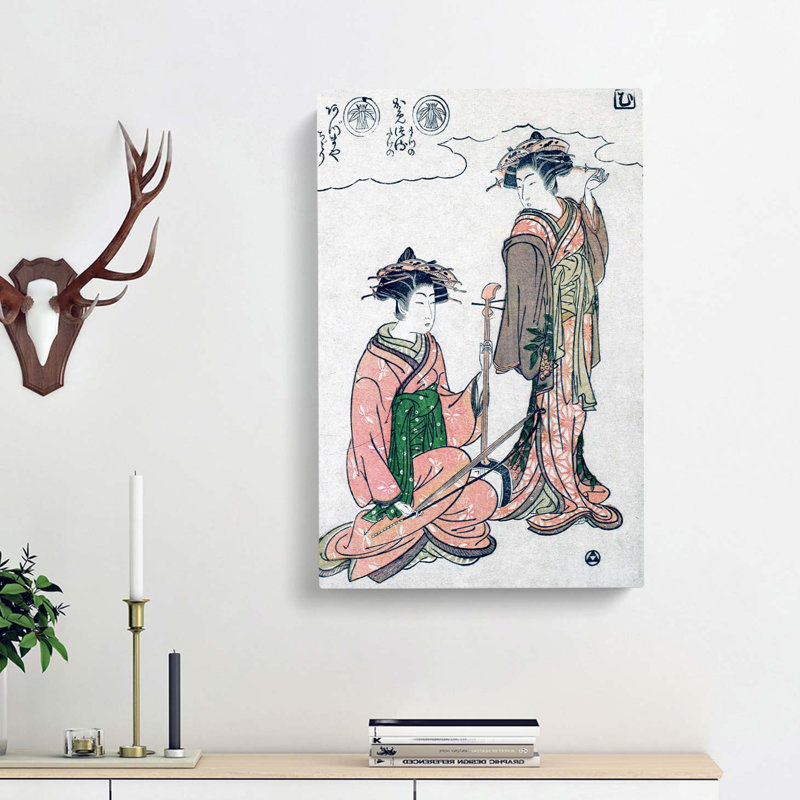 Two Geisha by Isoda Koryusai - Wrapped Canvas, 60cm H x 40cm W x 3cm D