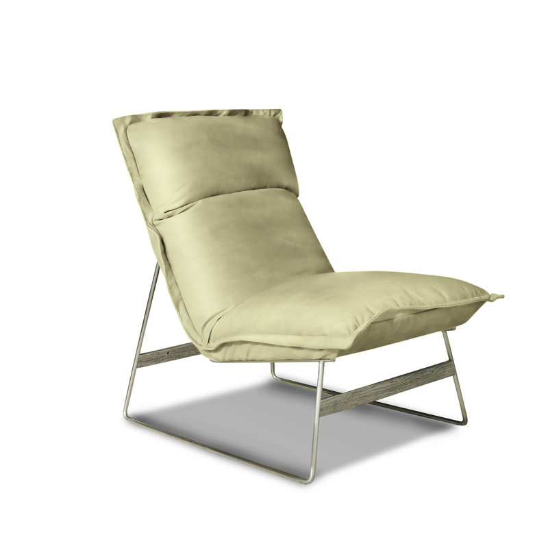 Tweety Leather Lounge Chair, Ivory (Cartier), Stainless Steel