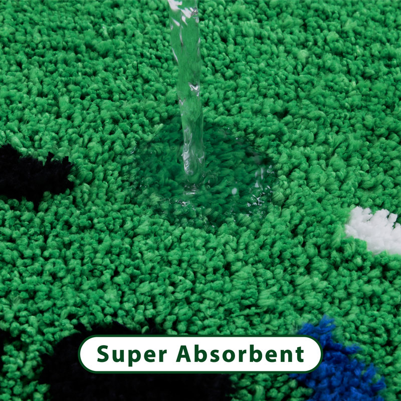 Ultra-soft Absorbent Bath Mat Animal-Shaped Bathroom Mat, Crocodile, Green
