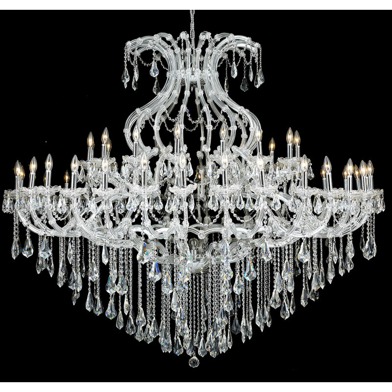 Lustre empire de style bougie 49 lumières Stockard, Chrome / cristal (transparent) / coupe royale