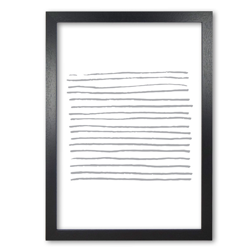 Grey Zebra Lines Abstract - Print, 42 cm H x 30 cm W x 5 cm D, Black Grain Frame