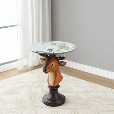 Deer Head Accent Table Animal Statue End Tables Livingroom