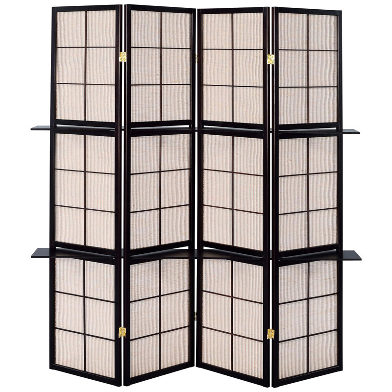 Écran brun clair et cappuccino 4 avec tablettes fonctionnelles pour étagères décoratives, convient à divers agencements de pièces