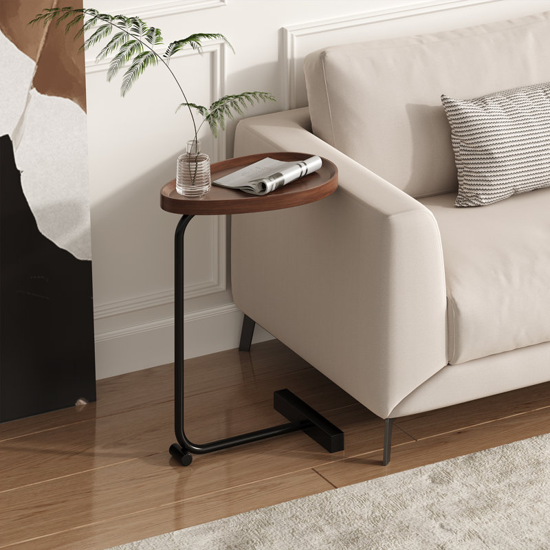 Table d'appoint en forme de C, Brun / noir