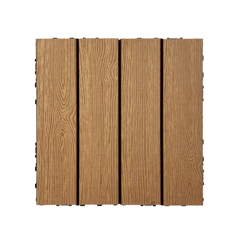 Wood Plastic Composite Deck Tiles Set Of 20Pcs, DIY Interlocking Decking Tiles, Floor Tile, Durable, Maintenance, Waterproof, Indoor Outdoor, 12X12in