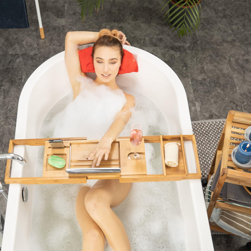 Freestanding Bamboo Bathroom Accessory Tray