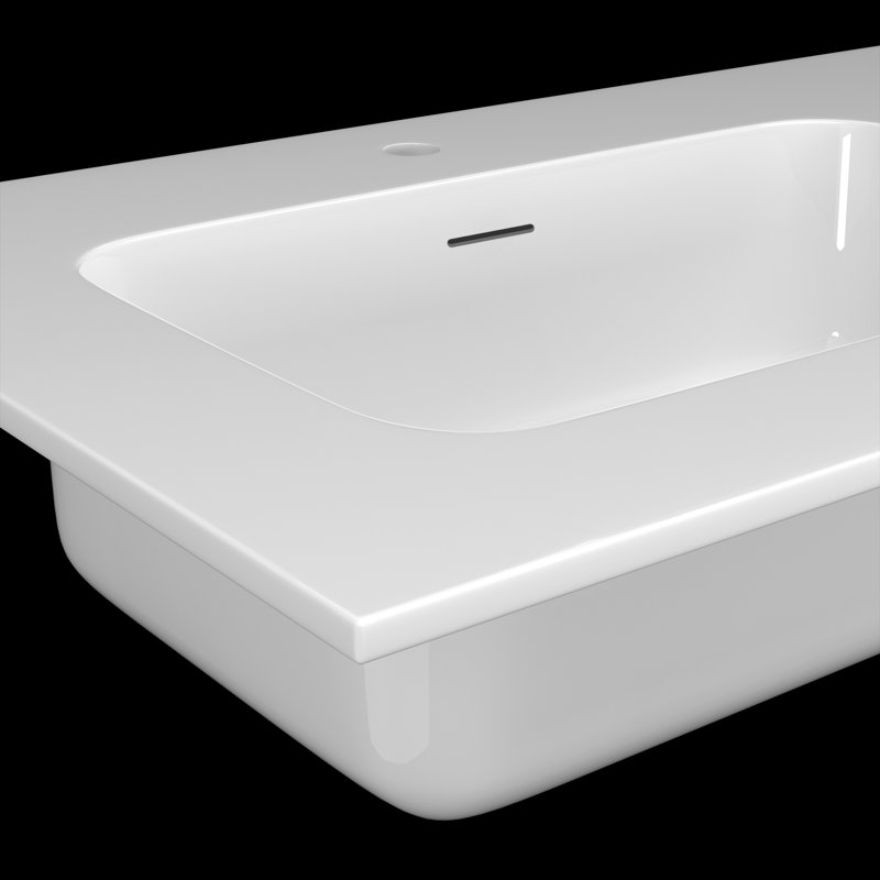 Comptoir de meuble-lavabo rectangulaire 42 po x 22 po à surface solide avec drain à gauche et pré-percé