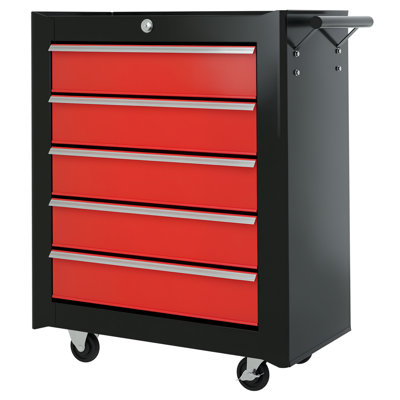 Steel Rolling Tool Cart Storage Cabinet Chest Tool Box W/ 5 Drawer
