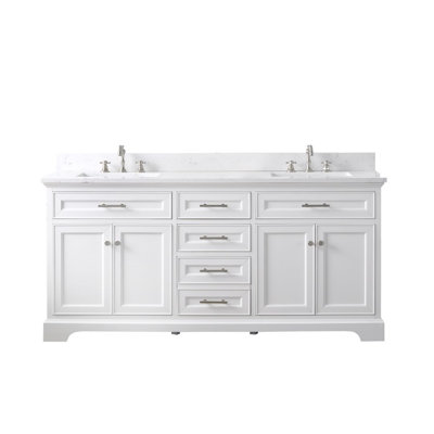 Currahee 72'' Free-standing Double Bathroom Vanity with Engineered Stone Vanity Top