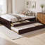 Lit plateforme double avec lit gigogne coulissant, 2 tiroirs de rangement et multiprise intégrée, structure en bois massif, lit d'invité peu encombrant, pas de sommier tapissier, minimaliste moderne-1004069876-1002692538