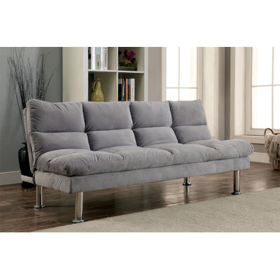 Canapé de futon de style contemporain avec pieds chromés convertibles en lit avec pieds de soutien supplémentaires