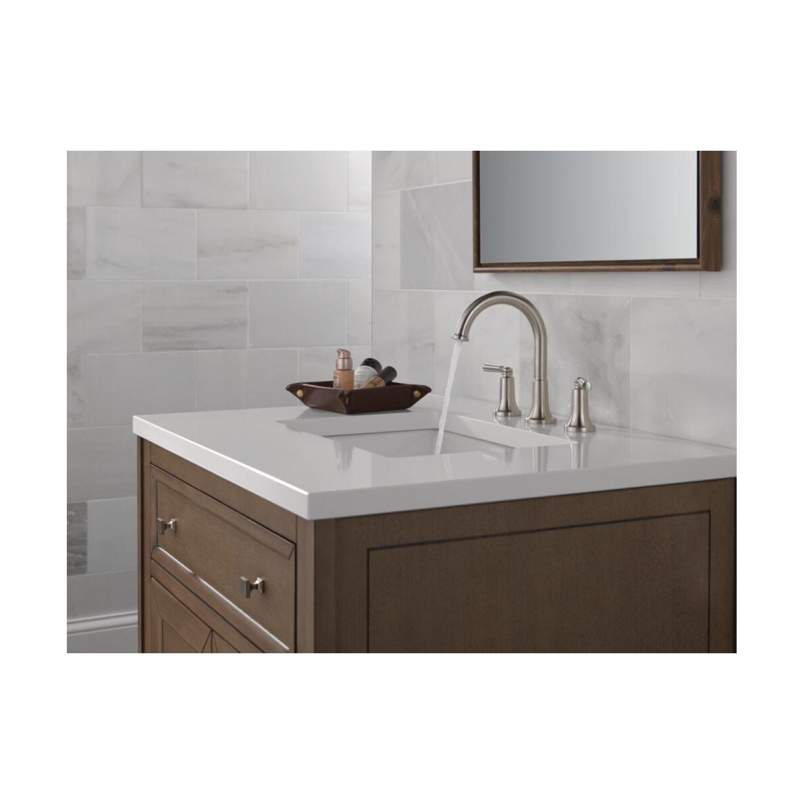 SAYLOR™ Widespread Bathroom Faucet 3 Hole, 2-handle Bathroom Sink Faucet with Drain Assembly, Stainless