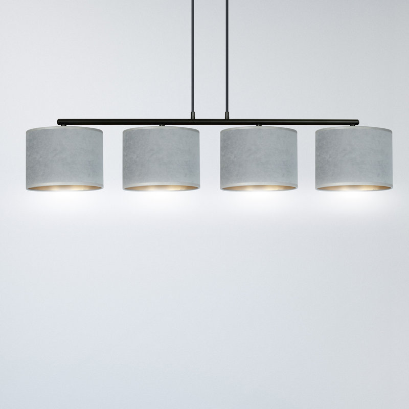 Eamie 4 - Light Kitchen Island Drum Pendant, Grey