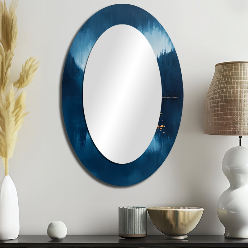 Miroir mural ovale bleu et bleu, 36 po x 24 po
